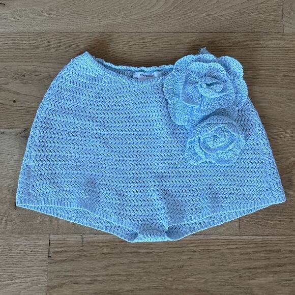 Peppermayo Crochet Mini Shorts Maia Rose Size M in Baby Blue - Picture 1 of 4